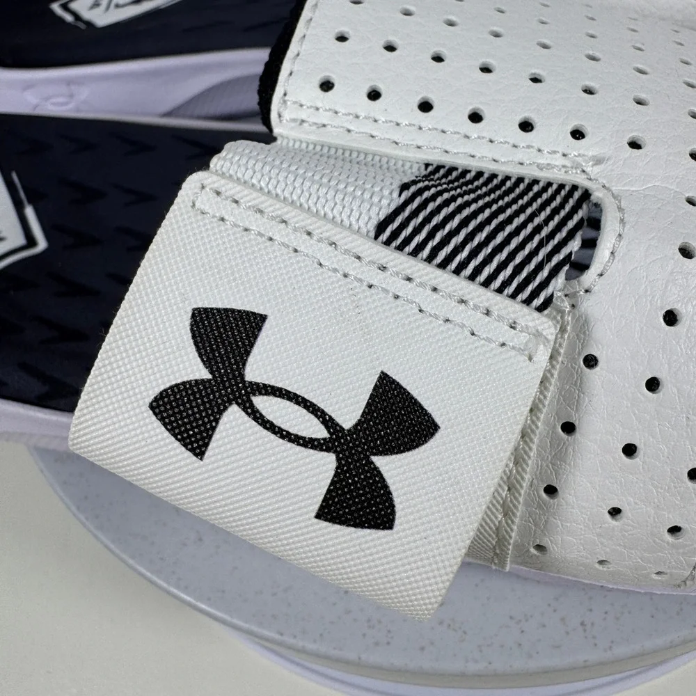 Under Armour‎ Mens Slides Perforated Comfort Sport White Black Fit Size 9